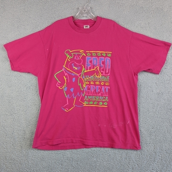 The Flintstones T Shirt Vintage 90s Great America Fred XXL 2XL Single Stitch USA - Picture 1 of 9